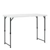 4 Foot Adjustable Height Folding Plastic Table, Indoor Outdoor White Granite