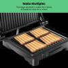 3-in-1 Electric Panini Press & Grill, 4-Slice Non-Stick Press, Opens Flat for Grill - Stainless Steel