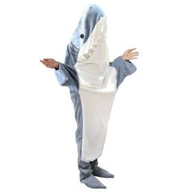 Wearable Shark Sleeping Bag Shark Onesie X-XXL Size Soft Comfortable Flannel Blanket With Zipper Suitable For Adult Children Height 4.2FT to 5.5FT (size: 170CM)