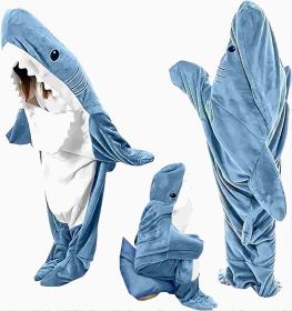 Ambitelligence Shark Blanket Hoodie Onesie For Adults And Kids, Cozy Flannel Shark Costume Shark Sleeping Bag (WB231: 72in)